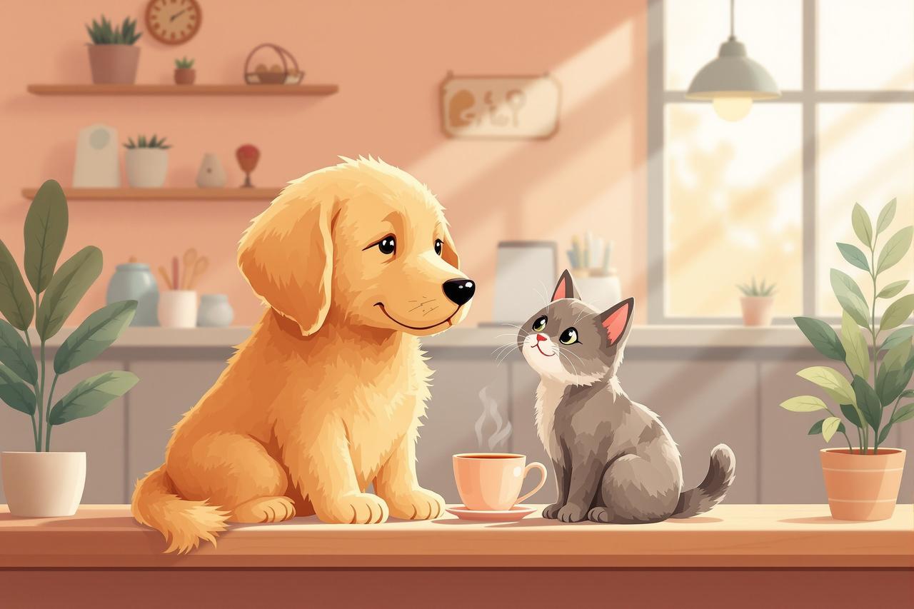 ai短剧制作软件 - 《咖啡店的猫》第8集：新来的小金毛